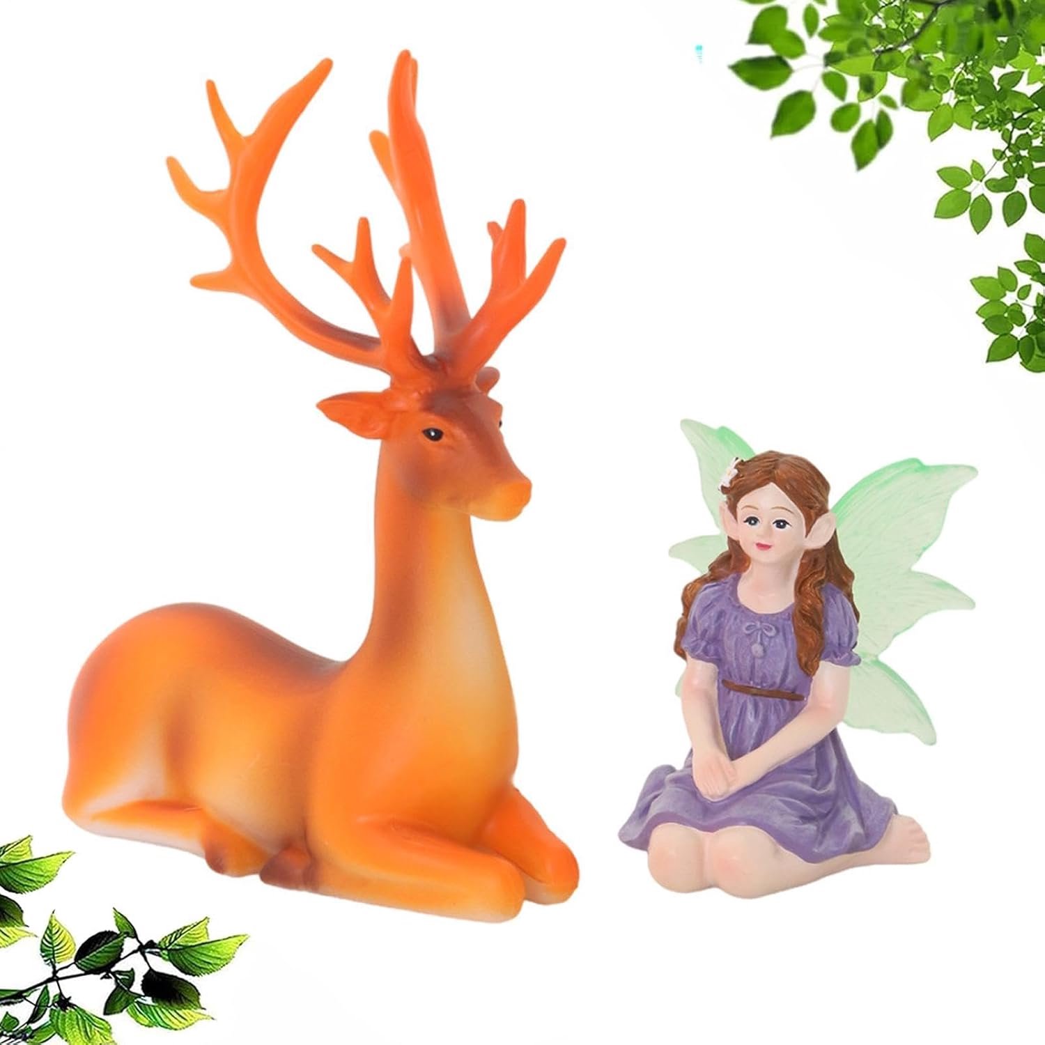 Hars schattig ornament, Mini Fairy Deer - Tuindecoratie Accessoire, Gedetailleerd Standbeeld Ontwerp, Desktop Pot Accent, Lente Dorp , Achtertuin Party Display, Boerderij Gate Decor verbeteren