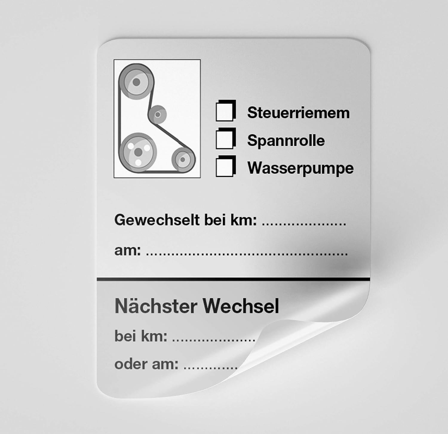Auto tandriem controle riem sticker grijs 100 stuks blanco