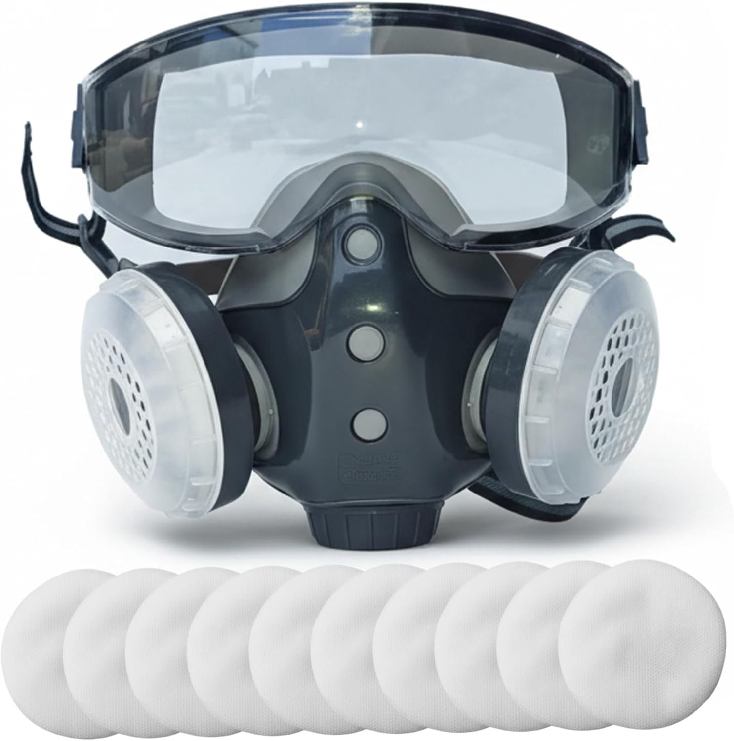 Volgelaatsmasker met filters, geïntegreerd volgelaatsmasker voor comfort en helder zicht, herbruikbaar gasmasker voor schilderen, slijpen, chemisch werk.