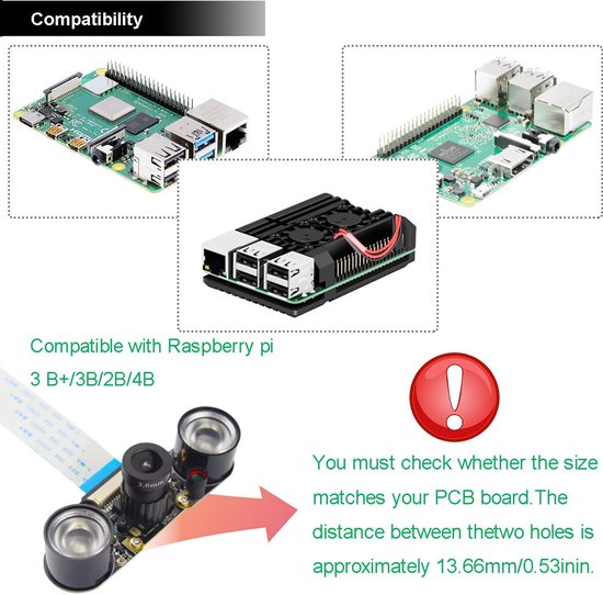 2 stuks infrarood LED-module voor Raspberry Pi camera, 3 W, 850 nm, IR-nachtzicht, infrarood licht, lichtgevoelig, 2 gaten, 13,66 mm, met schroevendraaier — afbeelding 4
