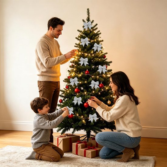 12 stuks Glitterstrikken, Zilver, voor Kerstboom, Krans en Slingers, Feestelijke Decoraties voor Cadeauverpakking — afbeelding 4