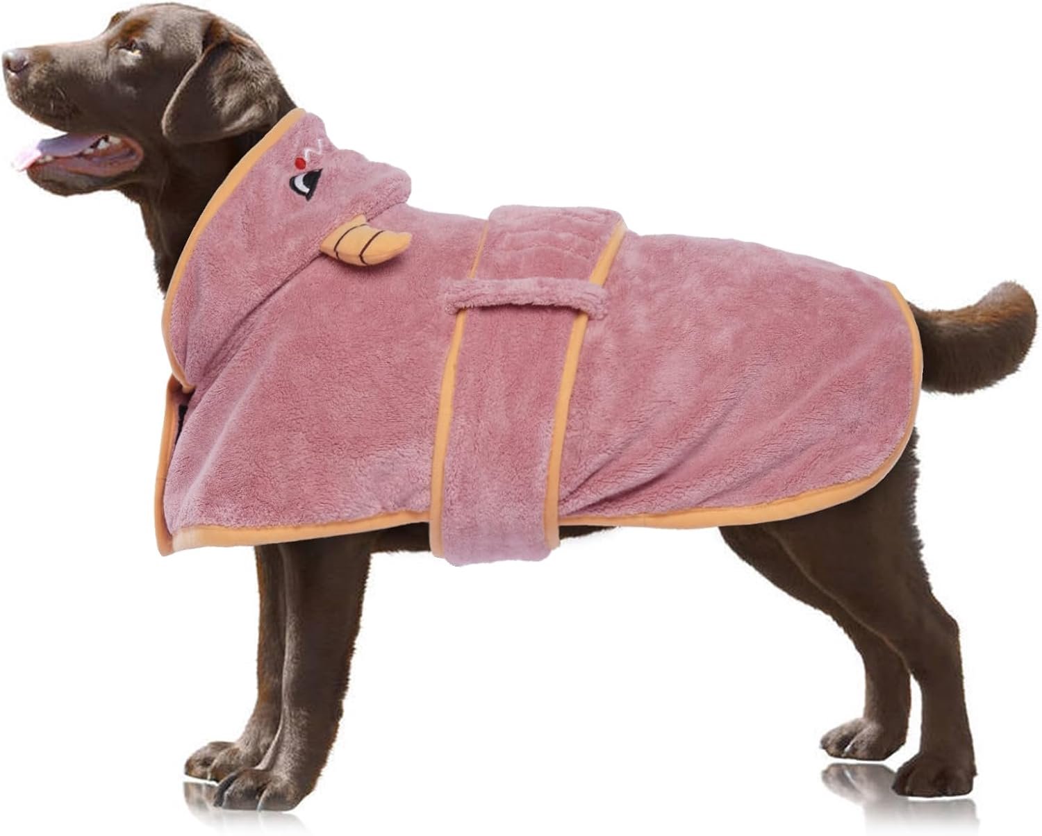 Hondendroogjas, hondenjas voor het drogen van honden, roze hondendoeken voor middelgrote honden, microvezel hondenbadjas Super met capuchon voor verstelbare buikriemen voor Frenchie, Boston