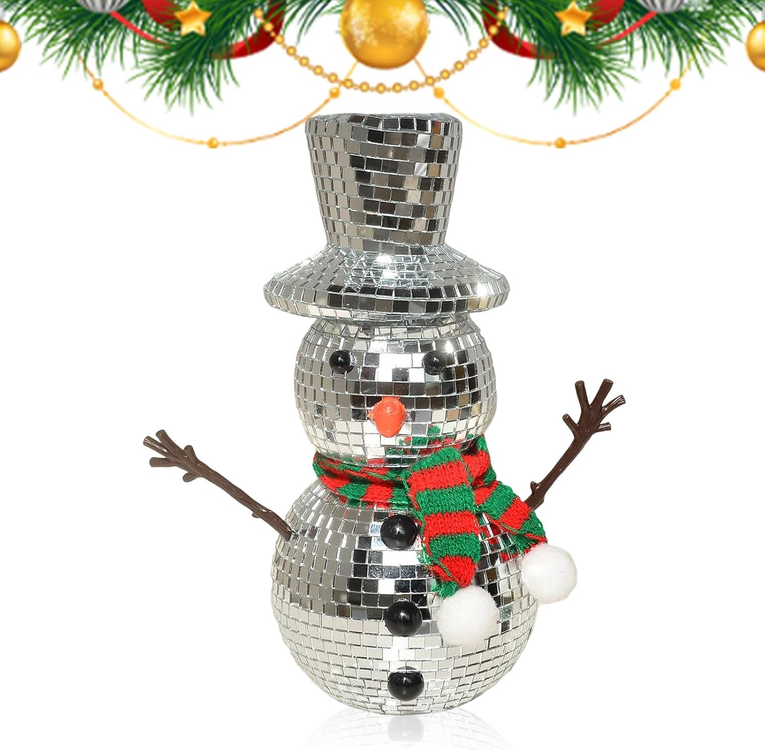 Feest Disco Ball Reflecterende Kerst Sneeuwpop Beeld