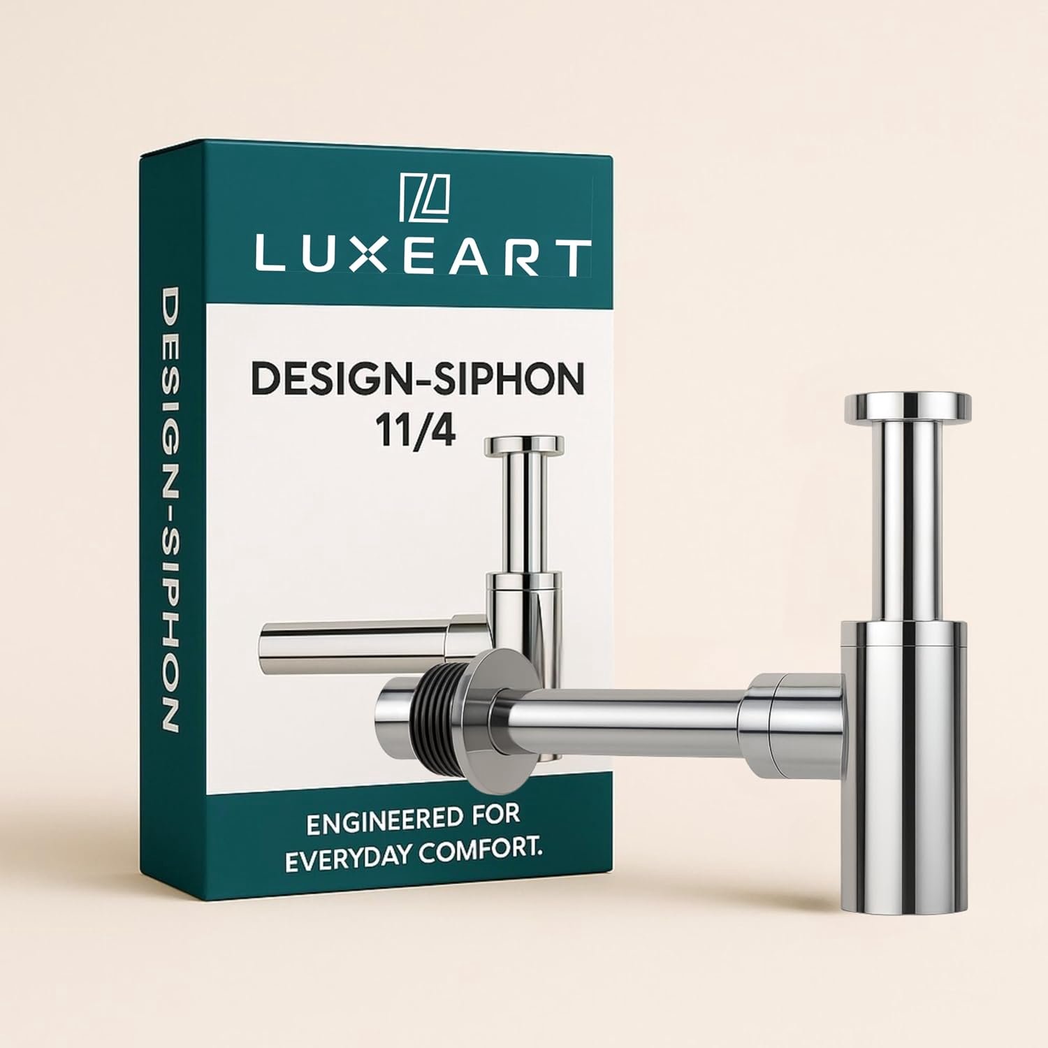 Sifon G1 1/4 inch - chroomplaat messing - met inbouwbuis - veilige geurafsluiting - ShopVlot