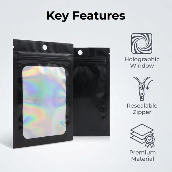 100 stuks kleine Mylar-zakken, ritszakken, zakken met druksluiting, Baggys, Cali Packs, kleine zakken, hersluitbaar, ondoorzichtig, zwart, 9 x 12 cm — afbeelding 4