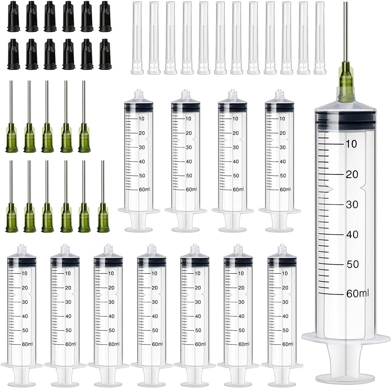 Plastic Spuiten - Transparant - 60 ml - Kunststof Wegwerpspuit met Blunt Needle - Voor Huisdieren en Hobby's