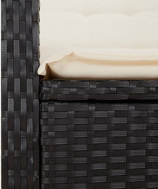 Poly rattan verstelbare rugleuning tuinset 110 cm eettafel zwart — afbeelding 4