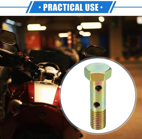 Double Banjo Bolt Kit, M8x1.0 Lengte 32mm MetrischeDraad Turbo Remleiding Fitting Adapter Universeel voor Auto Duurzaam Metaal Bronzen Kleur Met Pakkingen Spacer — afbeelding 2