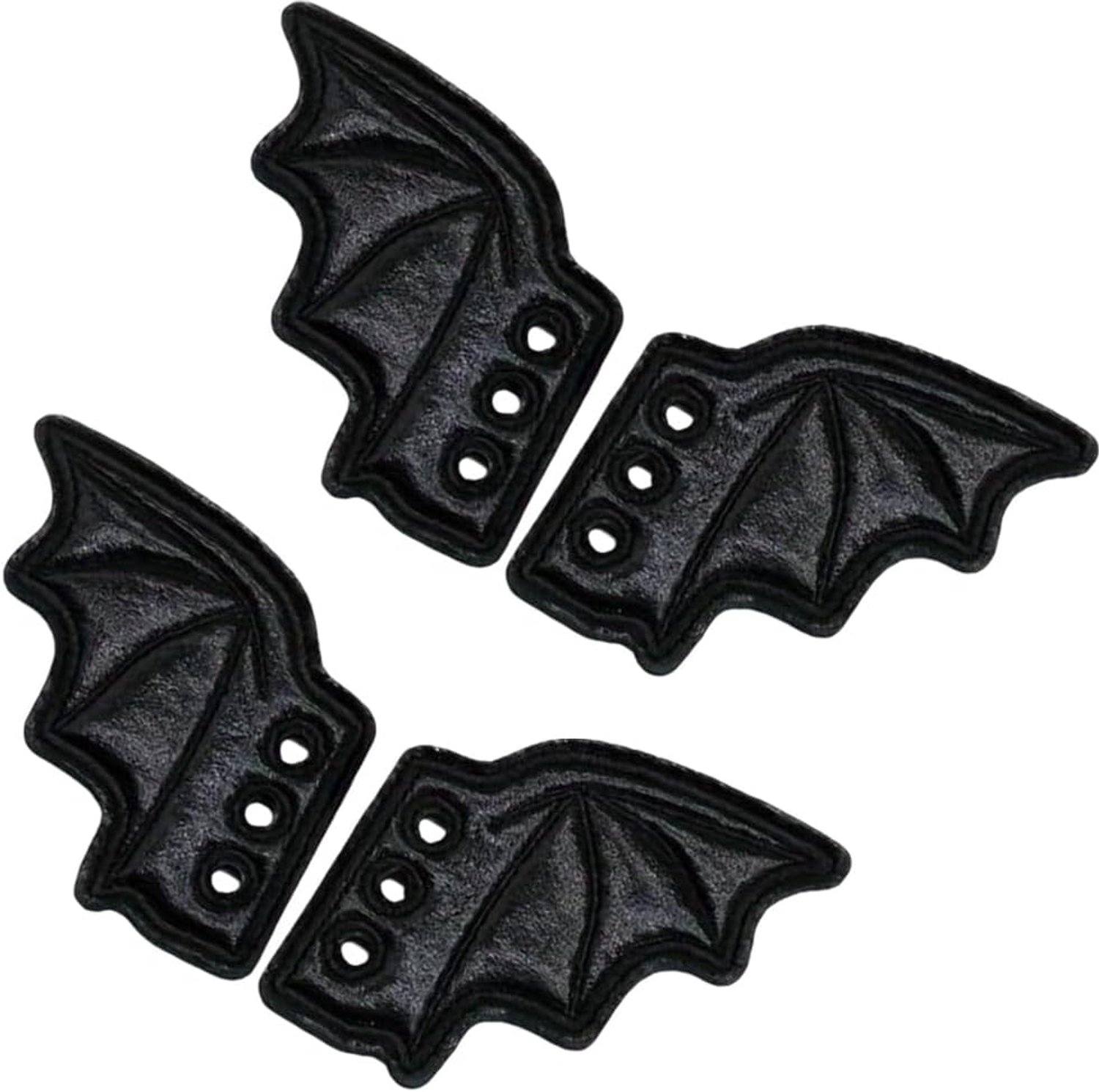 2 paar vleermuisvleugels, schoenaccessoires, 7,2 cm (7,2 cm) kunstleer vleugels zwart voor sneakers, schaatsen, rolschoenen, canvas laarzen, Halloween, cosplay, feest, doe-het-zelf