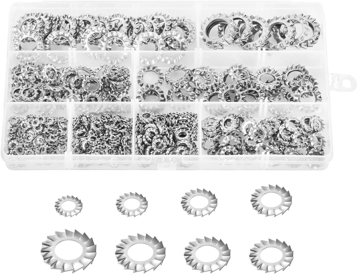 555Pcs Outside Knurled Stainless Steel Washer, Anti-Lossing Indoor Washer, Star Tooth Lock Washer. - ShopVlot