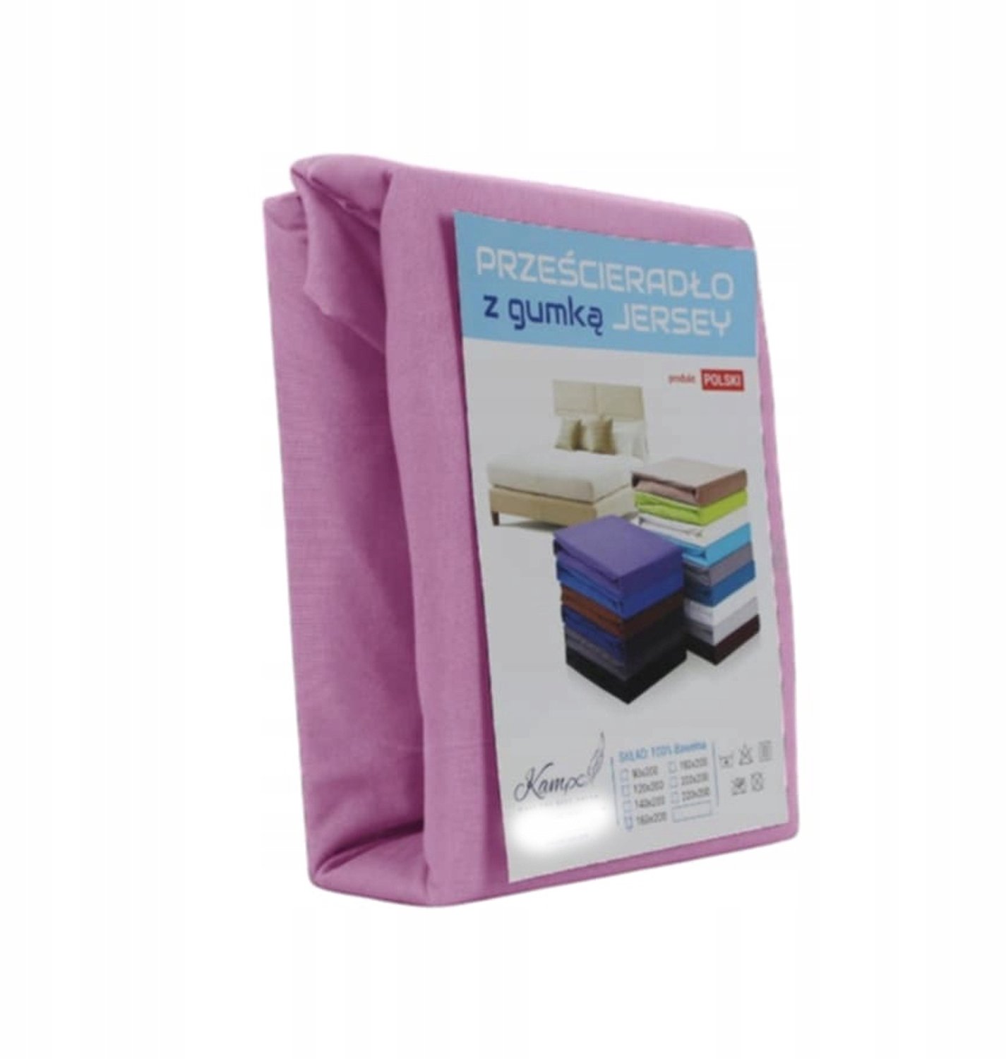 Kam-Pol Hoeslaken Jersey Katoen 100% met Elastiek, 30cm Hoog, Roze 80x180