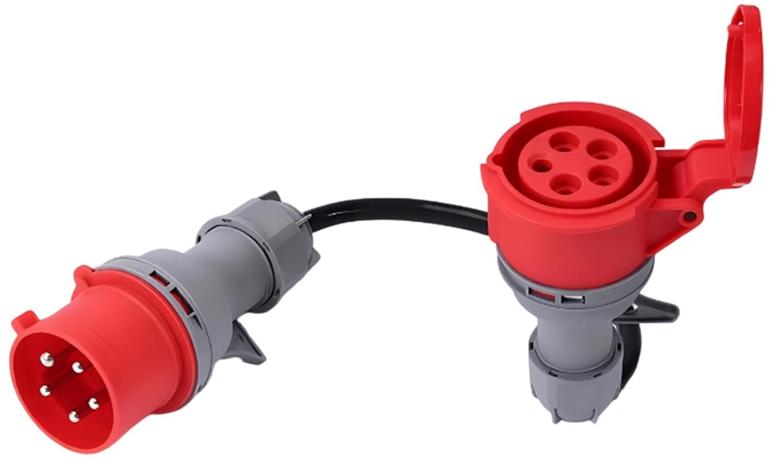 CEE Adapter 32A to 16A, 5 Pin Male to Female Power Adapter, IP44 400V, 5 x 2.5mm² with Protective Cover for EV - ShopVlot