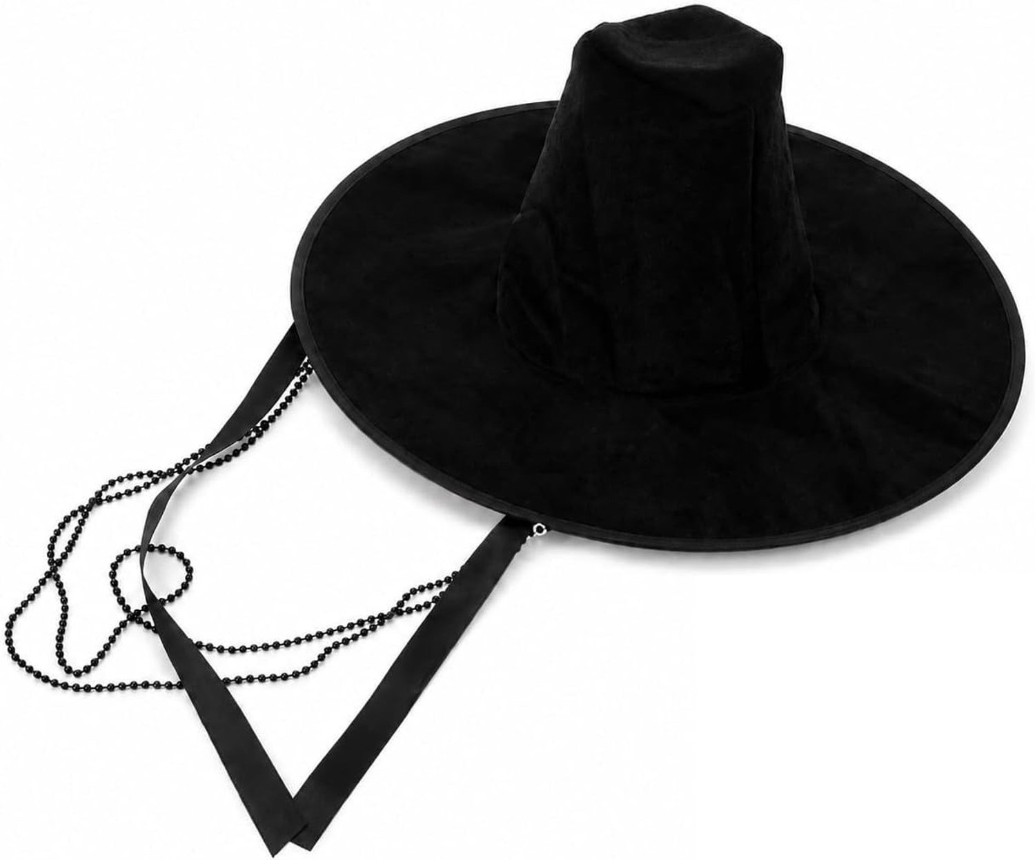 2 Stuks Vintage Stijl Zwarte Mesh-Cilinder met Parelkoord en Brede Rand - Hoofddeksel voor Volwassenen, Kostuumaccessoires voor Feestjes en Thema-avonden