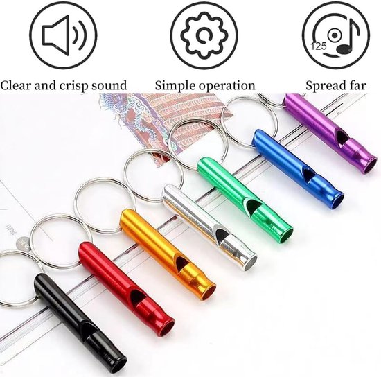 21 stuks aluminiumlegering sport fluitje trillerfluitje voor noodgevallen outdoor survival signaalfluitje voor sport, scheidsrechters, wandelen, kamperen, klimmen — afbeelding 5
