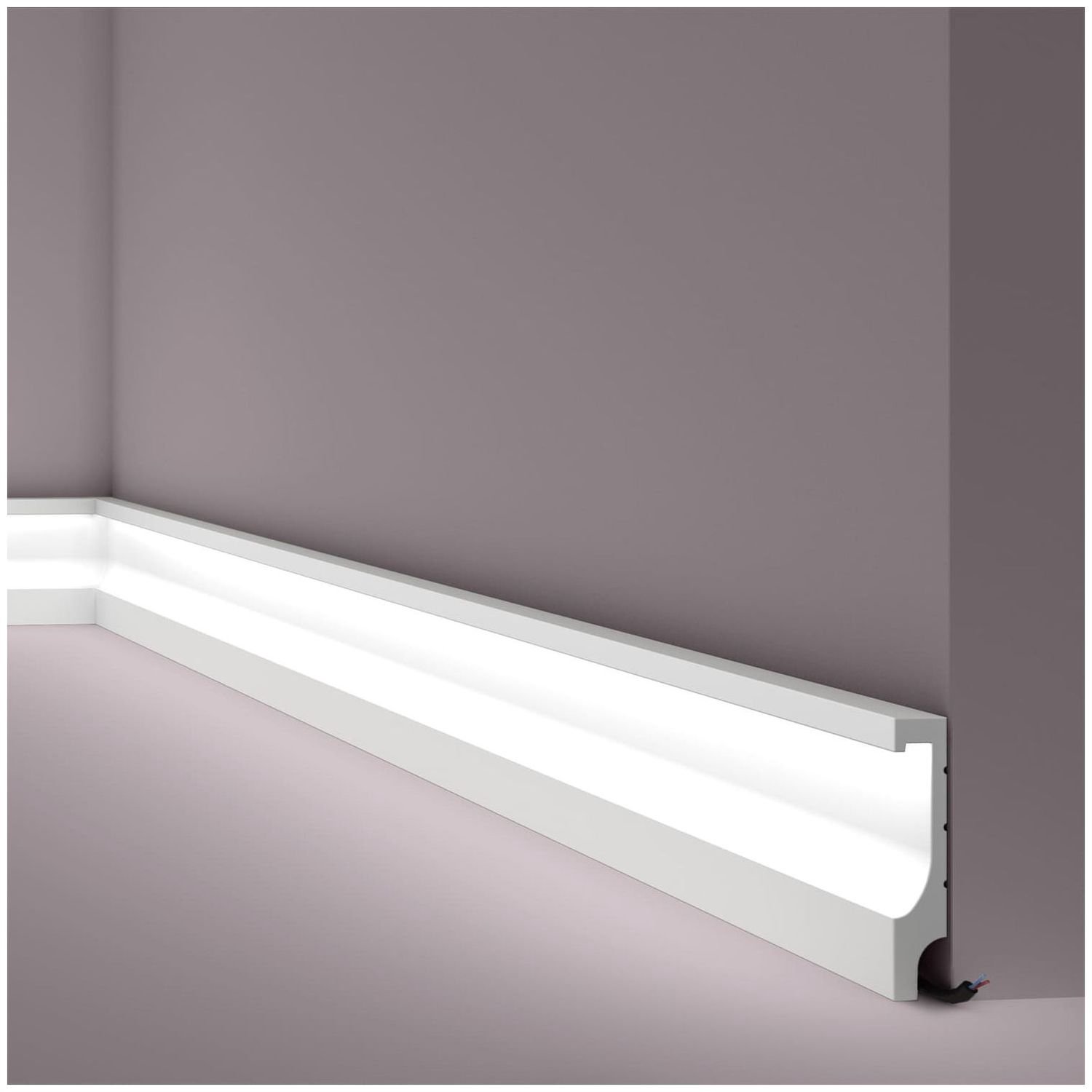Plint NMC IL14 WALLSTYL Noel Marquet Vloerlijst Lijst voor indirecte verlichting Lijstwerk Sierlijst modern design wit 2 m