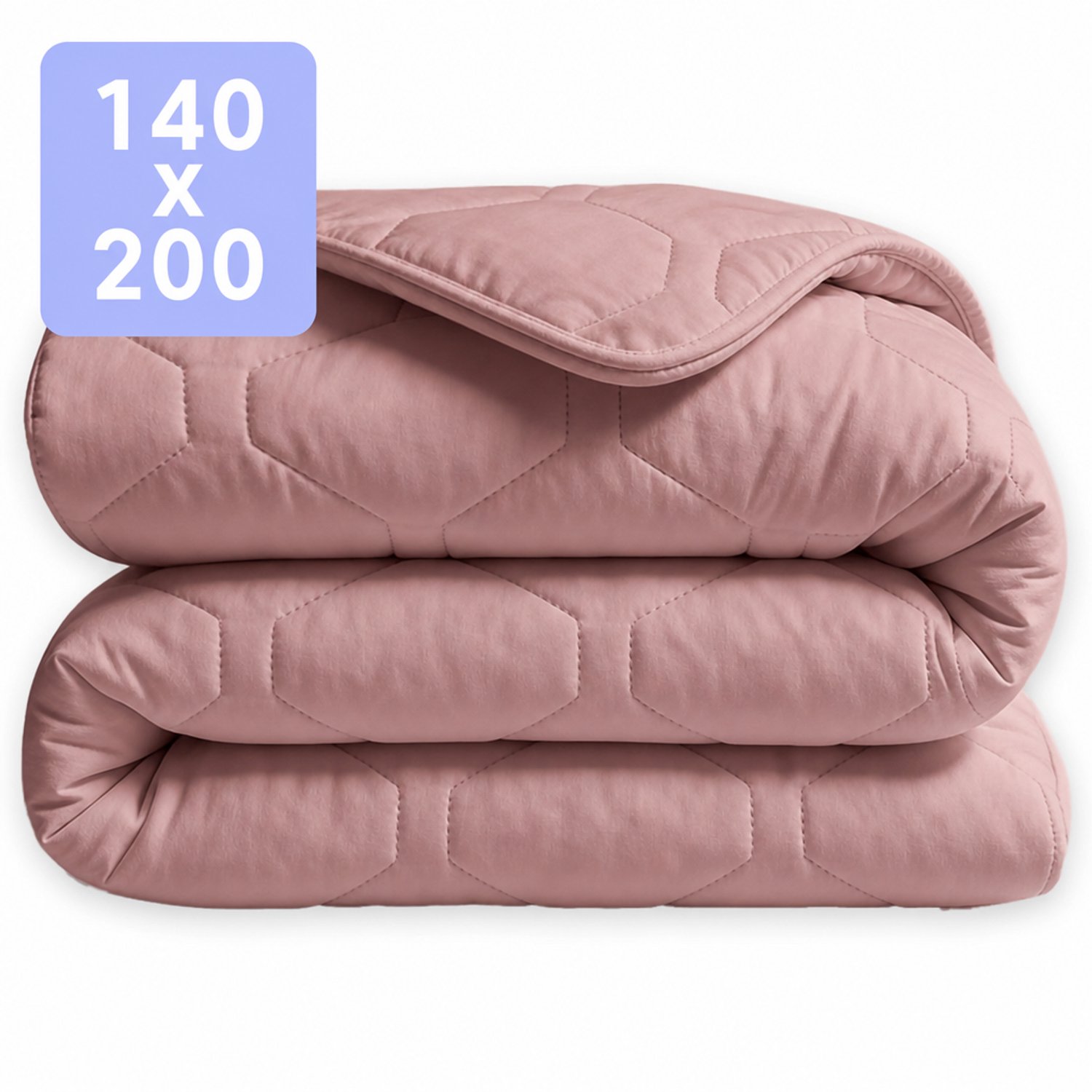 HappyBed Dekbed zonder overtrek 140x200 - Wasbaar Dekbed - Bedrukt dekbed zonder hoes - Hoesloos Dekbed - Eenpersoonsdekbed - Old Pink
