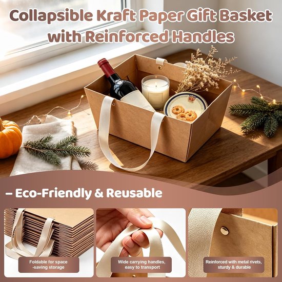10 stuks geschenkmanden leeg met strik, cadeaumand, karton, 25 x 16,5 x 11 — afbeelding 2