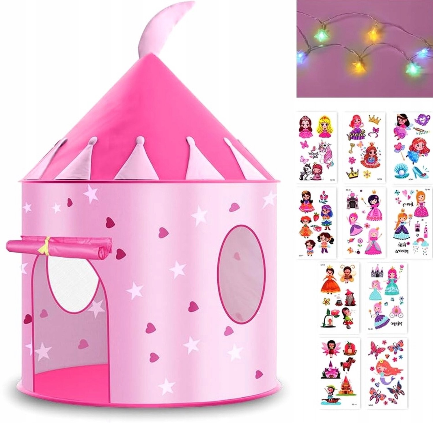 Roze Kinder Speeltent Kasteel met LED Lampjes