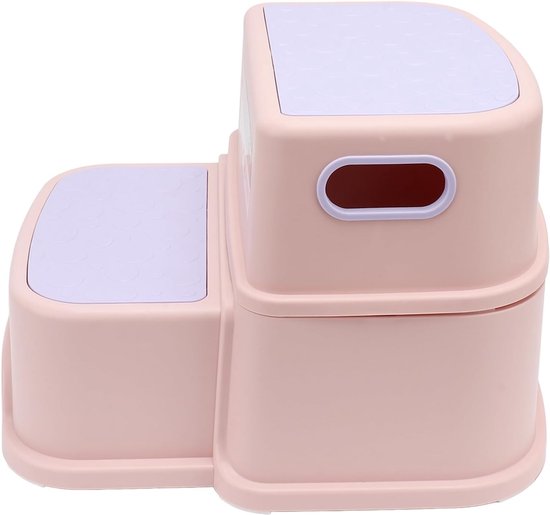 3 stuks kindervoetenbank stabiele skidproof bodem gladdere randen kinderkamer opstapje voor badkamers toiletten keukens wit plastic 13x9,1 inch elk (Roze) — afbeelding 5