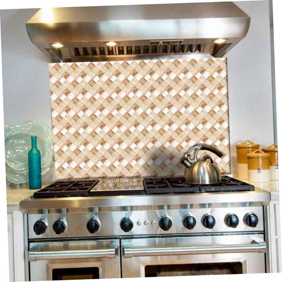 18 Stuks Delige Zelfklevende Tegelstickerset Waterbestendig Hittebestendig Imitatie Marmer Mozaïek Design Bruine Koffiekleurige Muurdecoratie voor Keuken Badkamer — afbeelding 5
