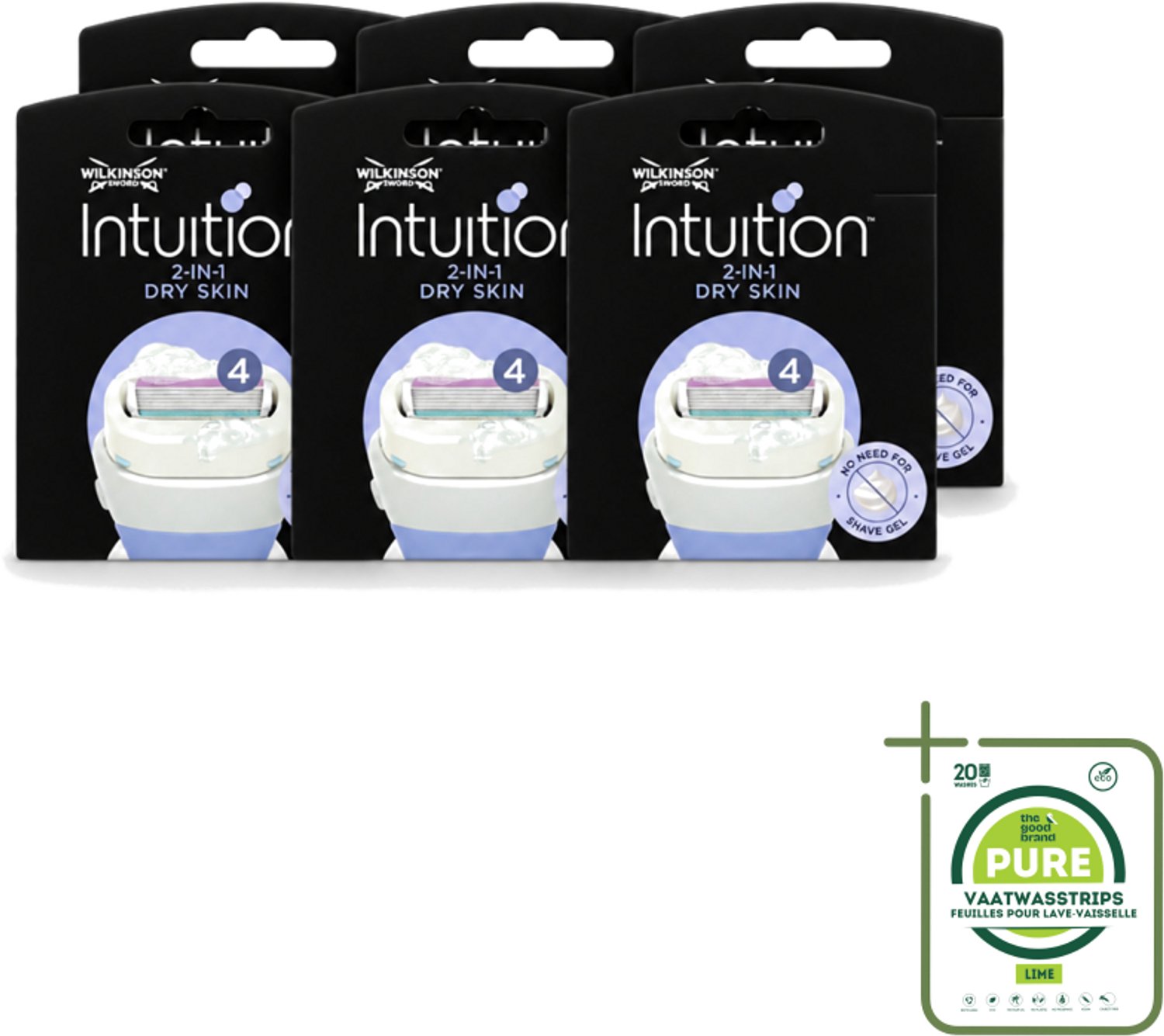 6 x Wilkinson – Scheermesjes – Intuition Dry Skin Coconut Milk & Almond Oil – 3 Scheermesjes - Grootverpakking - Scheermesje Droge Huid - Kokosmelk Scheermesje - Amandelolie Scheermesje - Verzorgend Scheermesje - Schuimende Scheermesjes