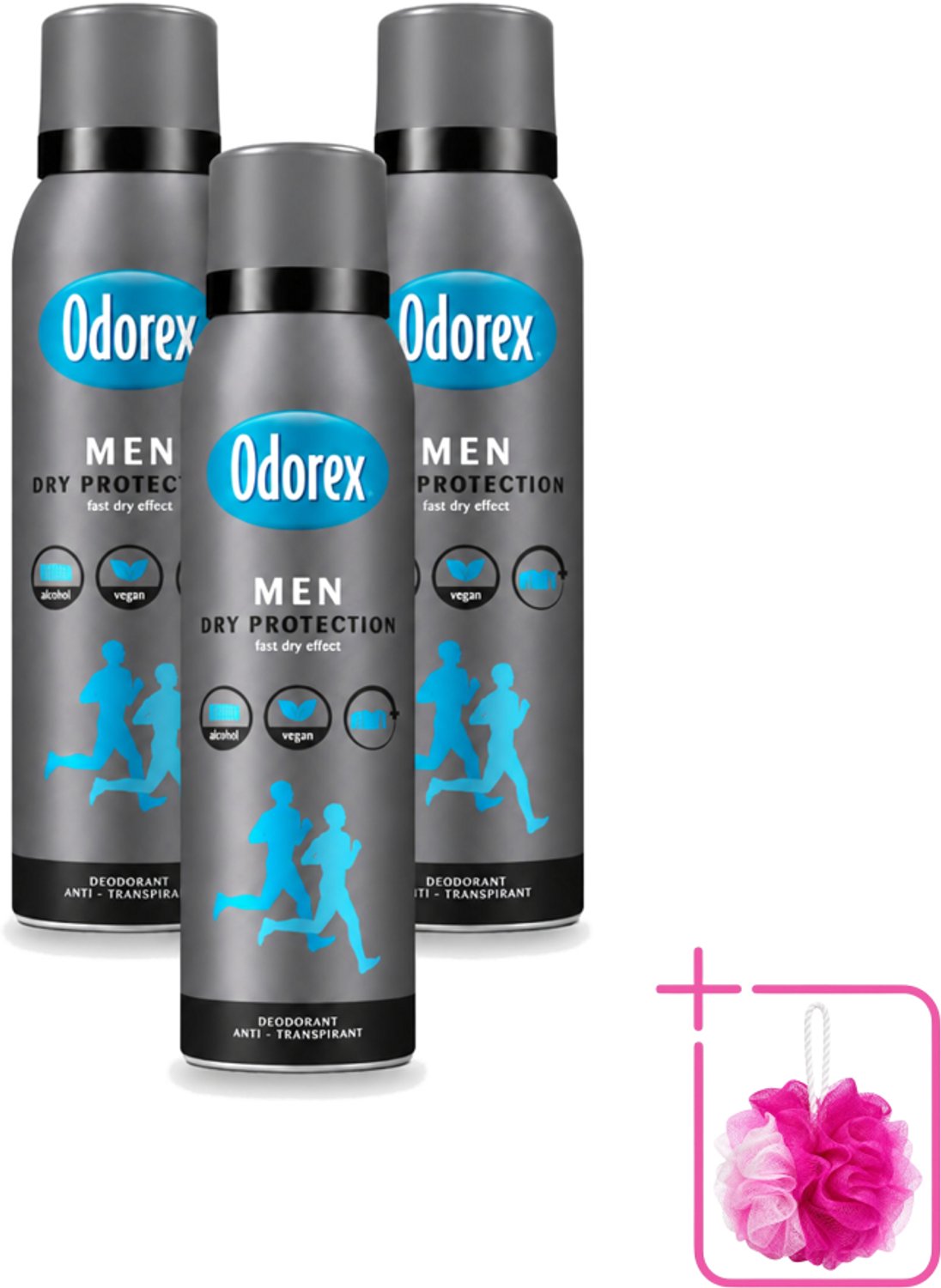 3 x Odorex Men - Deodorant Spray - Dry Protection - Langdurige Frisheid - 150 ml - Bulkverpakking - Mannelijke deospray - Zweetbescherming