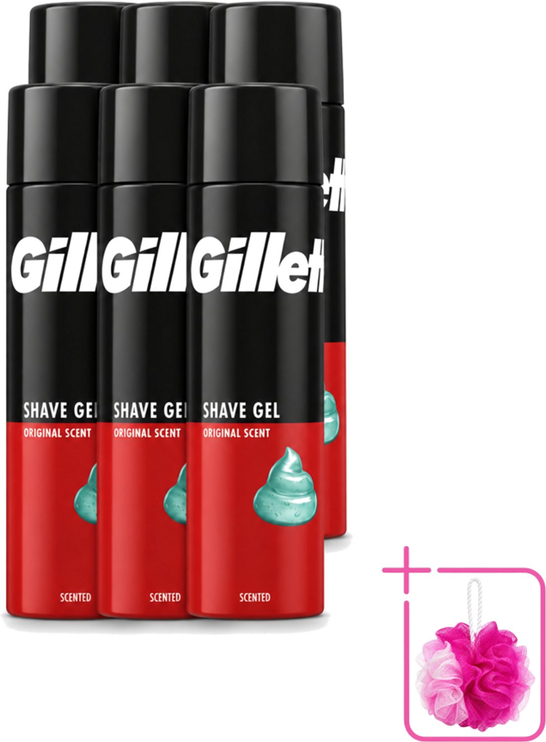 6 x Gillette – Scheergel – Classic – 200 ml - Bulkverpakking - Scheergel - Douchemop - Gevoelige huid