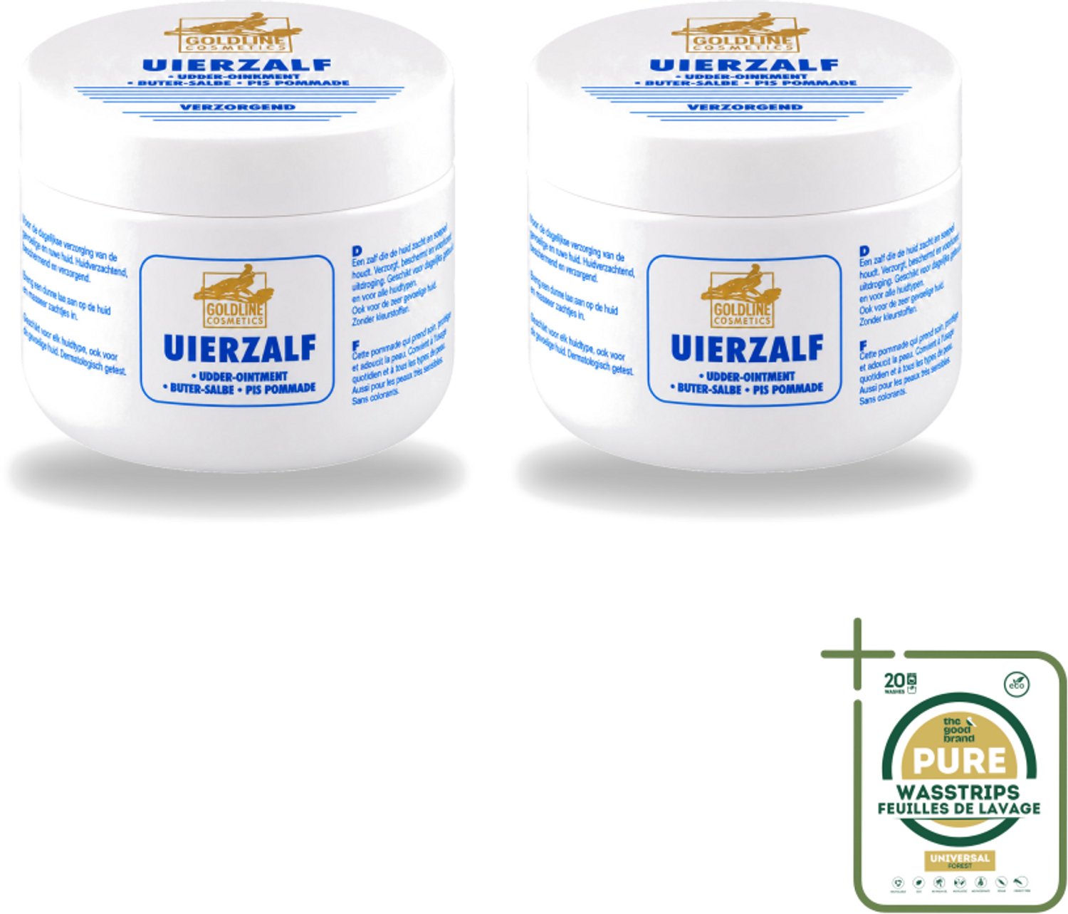 2 x Goldline - Uierzalf - Bodycrème - Beschermend - 250 ml - Wasstrips - Uierzalf - Bodycrème - Huidbescherming - Huidverzorging - Gevoelige Huid