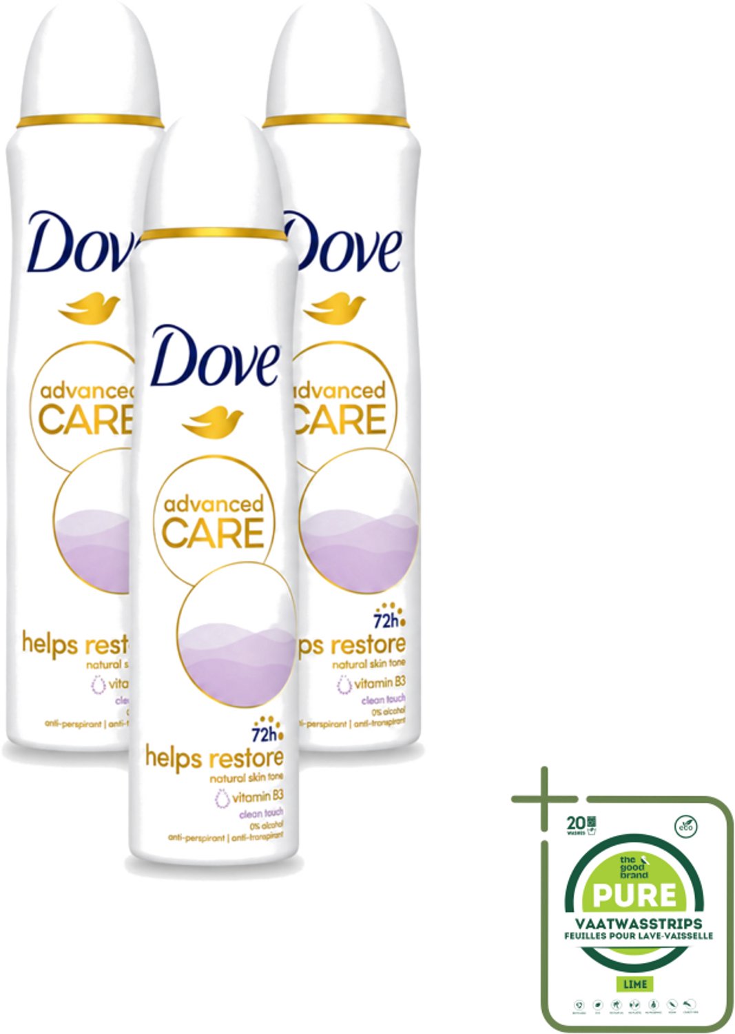 3 x Dove - Deodorant - Spray Clean Touch - Zachte geur en verzorging - 150 ml - Grootverpakking - Dove Deodorant Spray - Fris - Schoon - Comfortabel - Anti-transpirant
