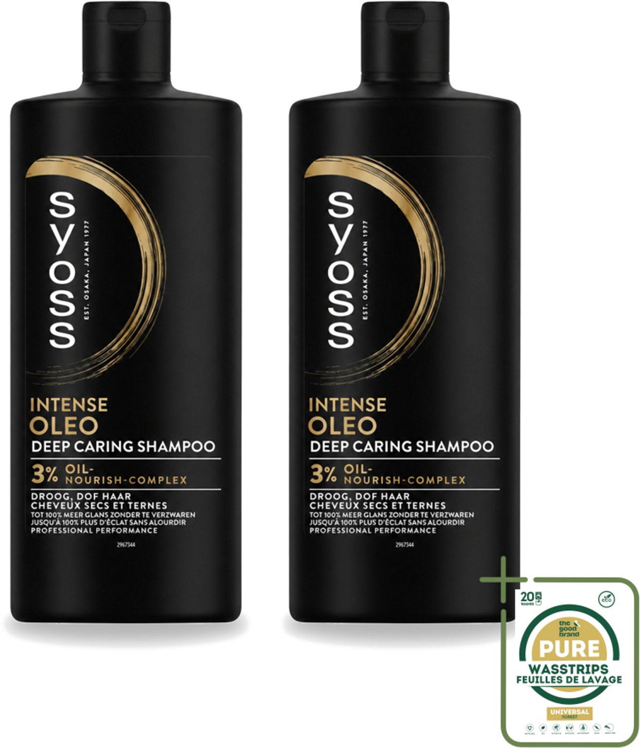 2 x Syoss – Shampoo – Oleo – 440 ml - Wasstrips - Voedend Haar - Droog Haar - Beschadigd Haar - Haar Herstel - Haar Glans