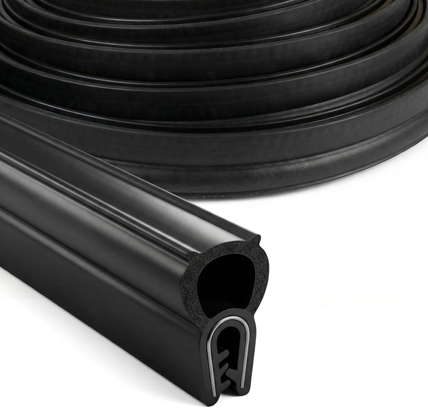 Universal Car Door Seal 10 m EPDM Rubber Seal Profile Black Without Glue Edge Protection with Top Seal for Cars - ShopVlot