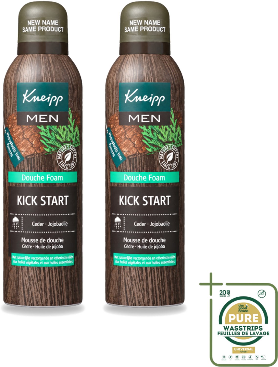 2 x Kneipp - Douchefoam - Ceder & Jojobaolie - Verzorgend - Vegan - 200 ml - Wasstrips - Douchefoam - Ceder - Jojobaolie - Vegan - Natuurlijke Douchefoam