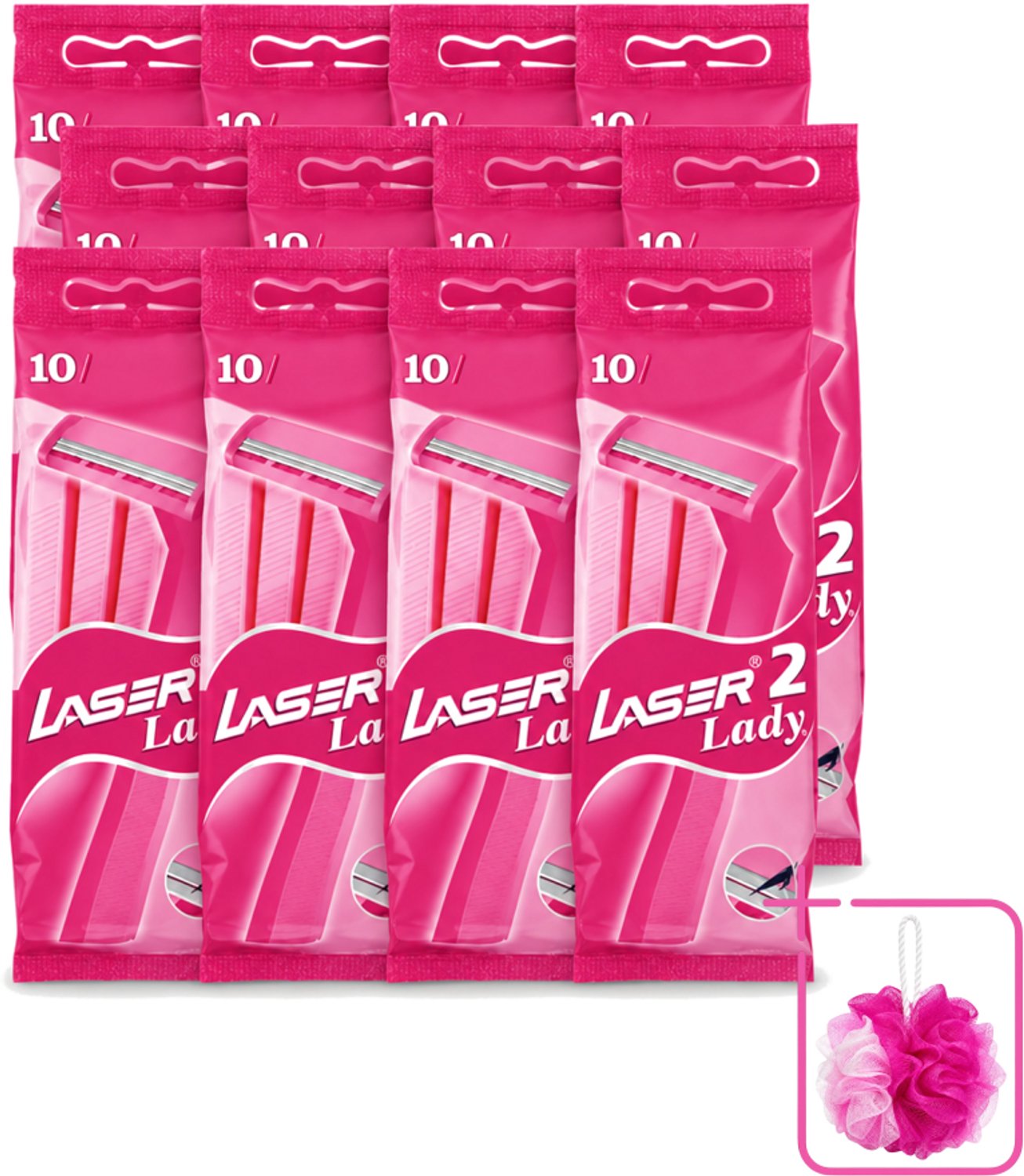12 x Benson - Laser Twin Women - Wegwerpscheermesjes - Voor Vrouwen - 10 Mesjes - Bulkverpakking - Scheermesje vrouw - Wegwerpscheermesje