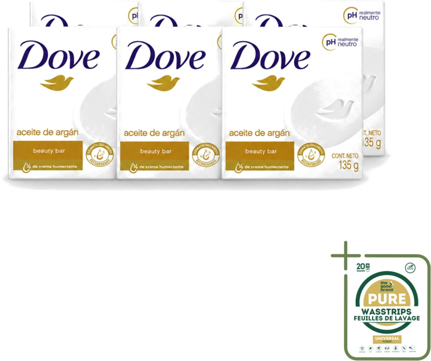 6 x Dove - Zeep - Arganolie - Verzorgend en hydraterend - 135 g - Wasstrips - Zeep - Arganolie - Hydraterend - Verzorgend - Huid Verzorging