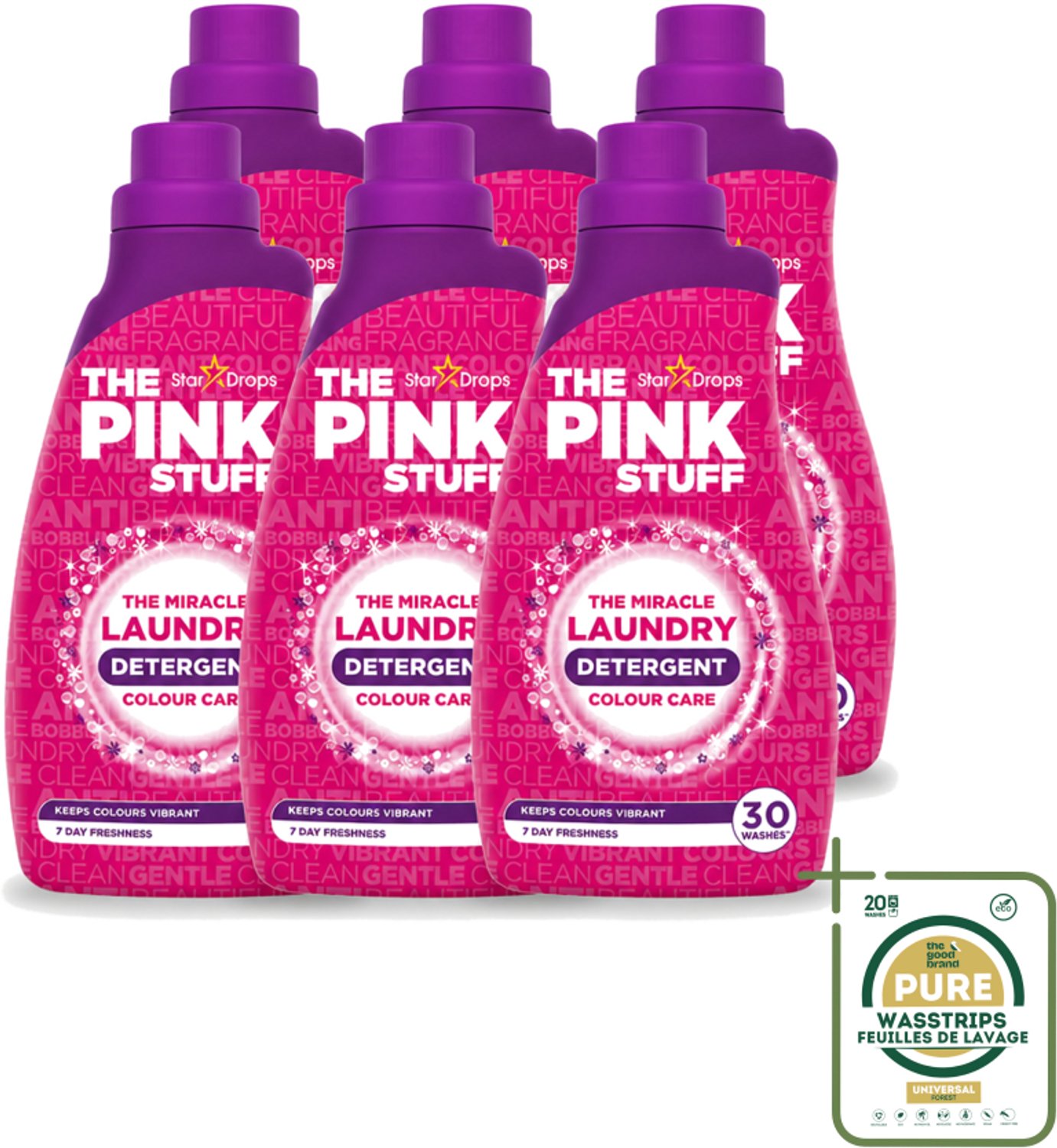 6 x The Pink Stuff - Wasgel - Gekleurde was - Wasmiddel - 30 Wasbeurten - 960ml - Wasstrips - Wasgel - Wasmiddel - Gekleurde Was - Vlekken Verwijderen - Kleur Behouden
