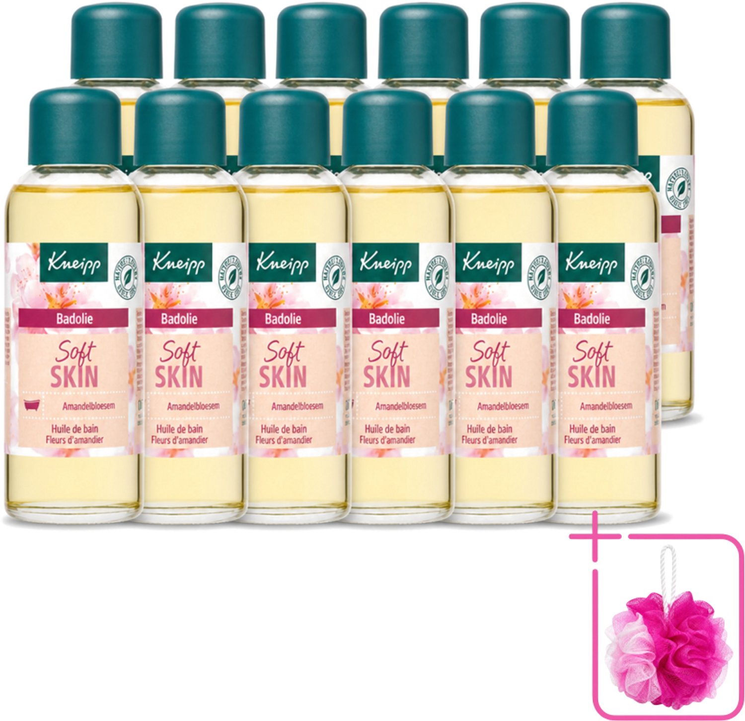 12 x Kneipp - Badolie - Amandelbloesem - Voor droge en gevoelige huid - 100 ml - Bulkverpakking - Badolie - Douchemop - Droge huid