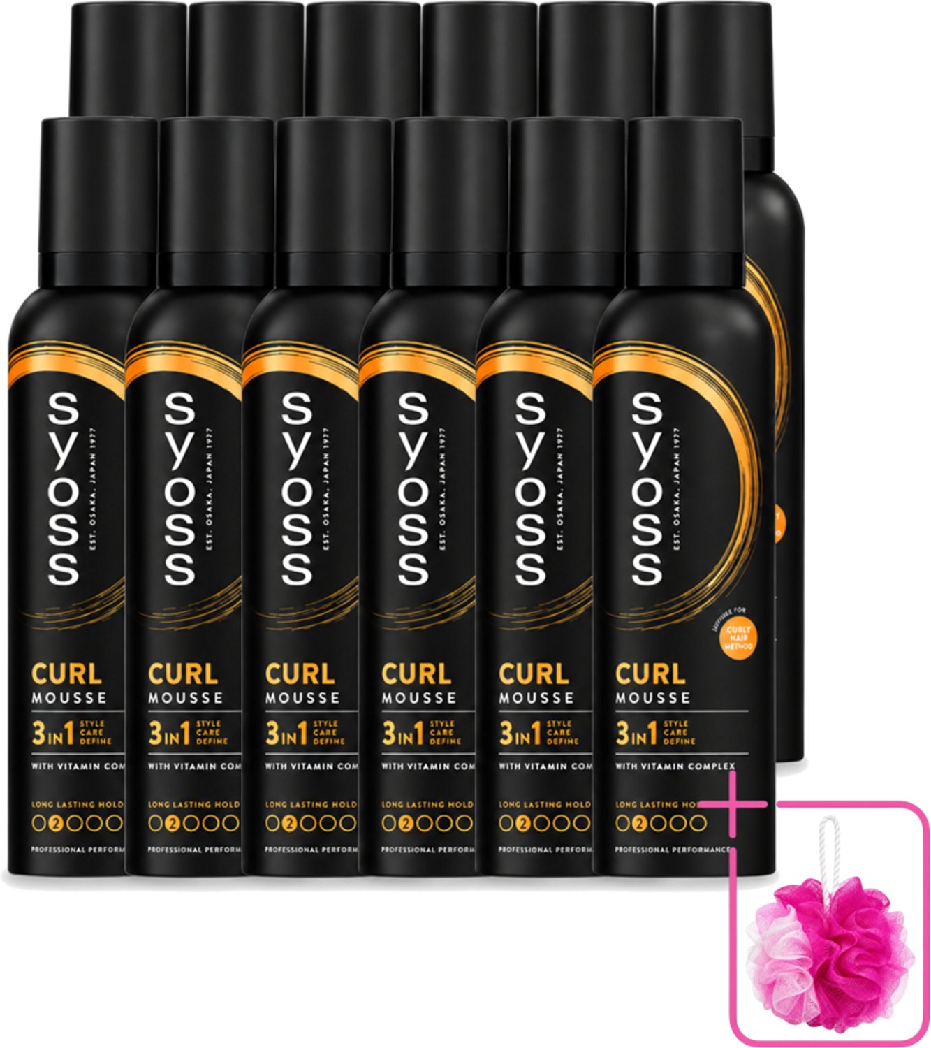 12 x Syoss - Curl - Haarmousse - Anti-Pluis & Bounce - 250 ml - Bulkverpakking - Krullen - Douchemop - Haarmousse