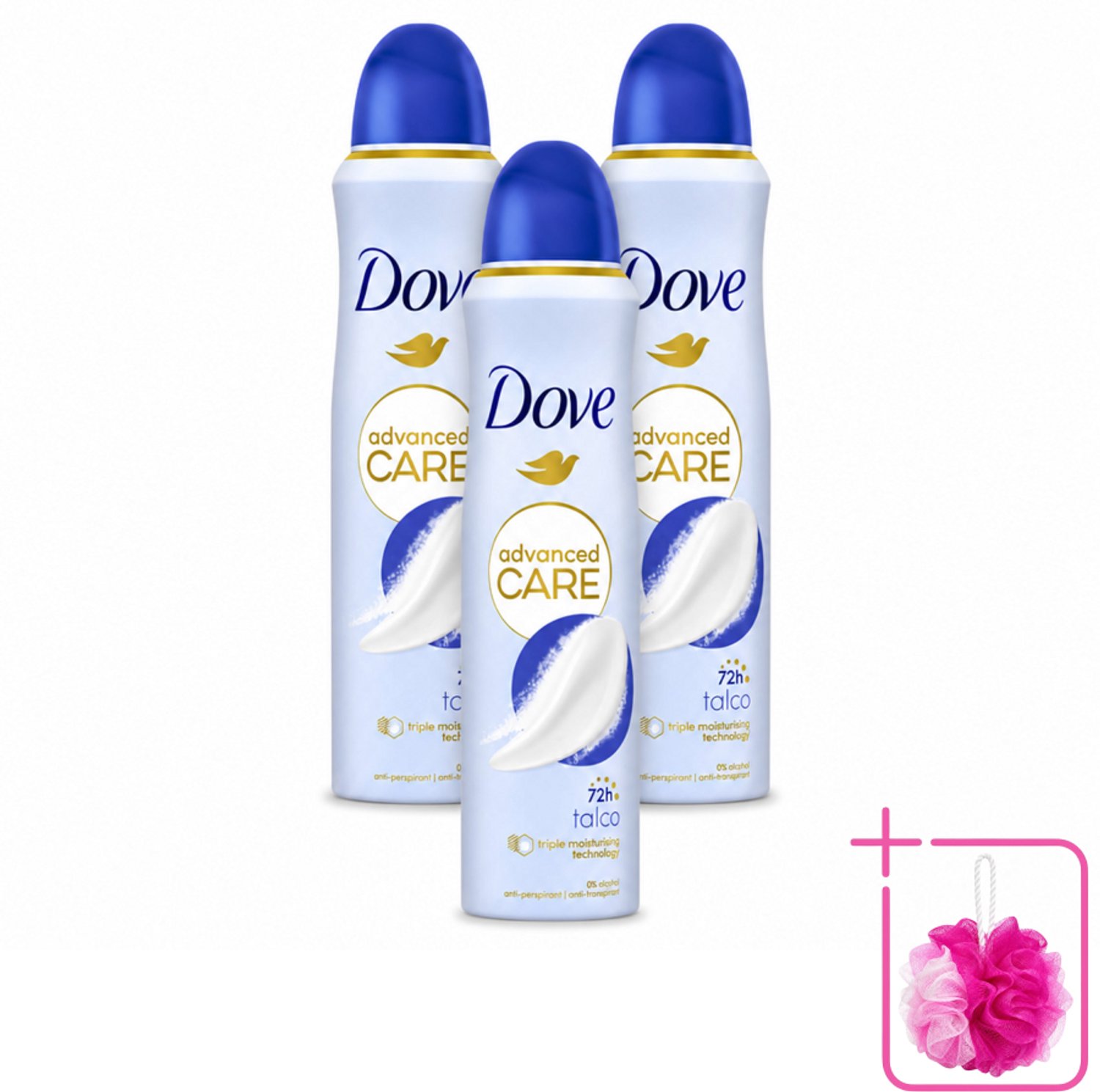 3 x Dove – Deodorant Spray – Talco – 150 ml - Bulkverpakking - Anti-transpirant - Deodorant spray