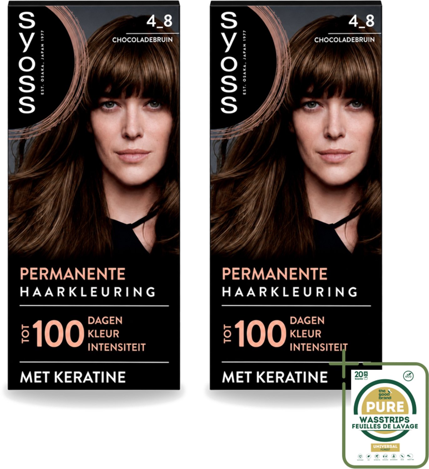 2 x SYOSS Permanent Coloration 4-8 - Haarverf - Chocolade Bruin - Wasstrips - Haarverf - Chocoladebruin - Permanent Haarkleuring - Keratine - Grijsdekking