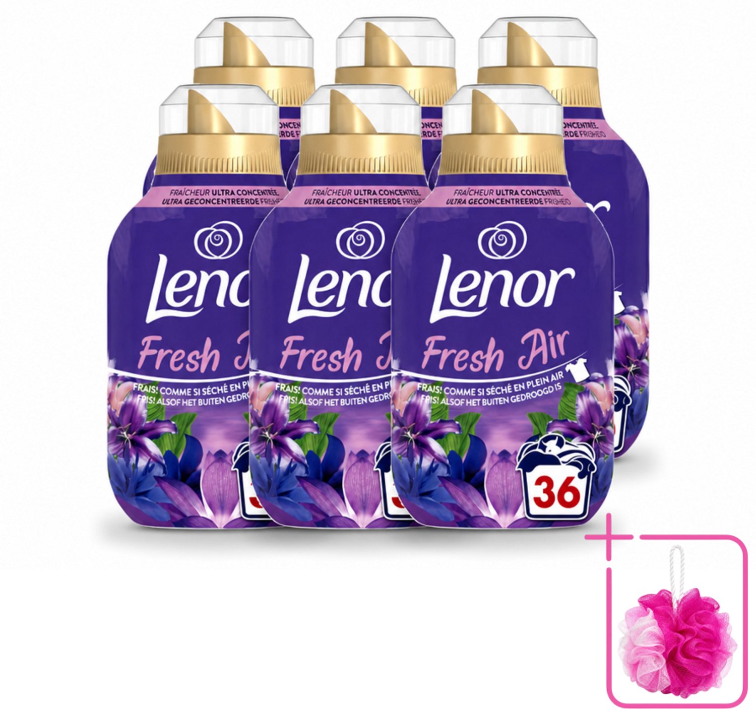 6 x Lenor - Wasverzachter - Fresh Air Maneschijn - Ultra Geconcentreerd - 36 Wasbeurten - Bulkverpakking - Wasverzachter - Douchemop - Frisheid