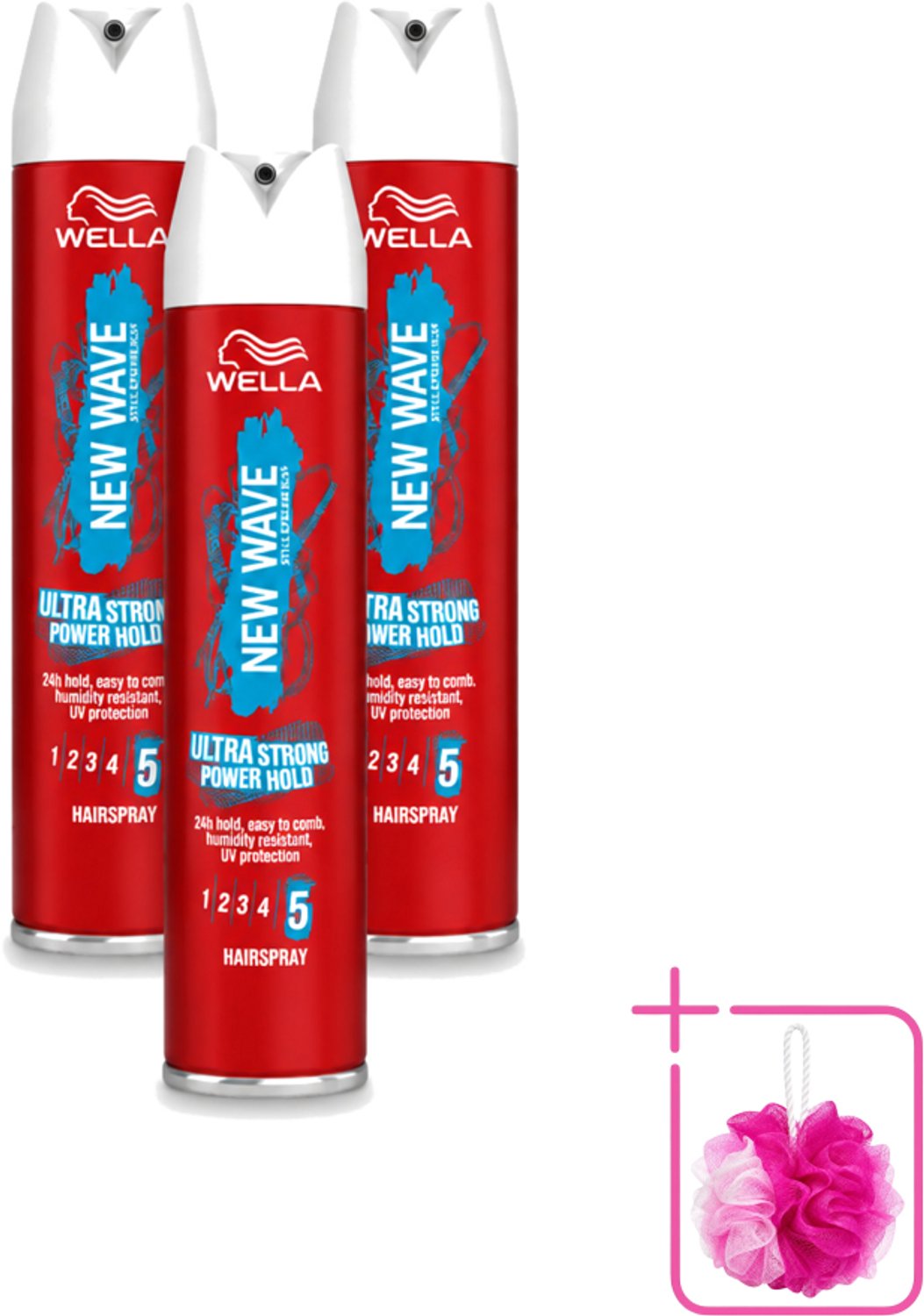 3 x Wella – New Wave Rock’n Hold Ultra Strong – Haarspray – 250 ml - Bulkverpakking - Haarspray - Douchemop - Stevigheid