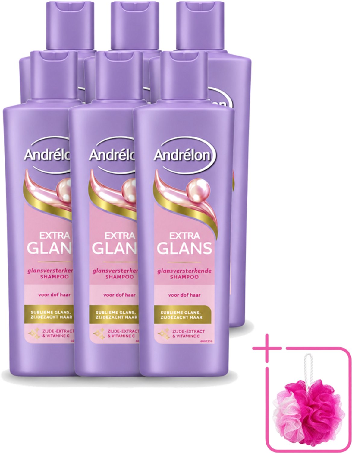 6 x Andrélon – Shampoo – Extra Glans – 250 ml - Bulkverpakking - Glans haar - Douchemop - Stralend haar