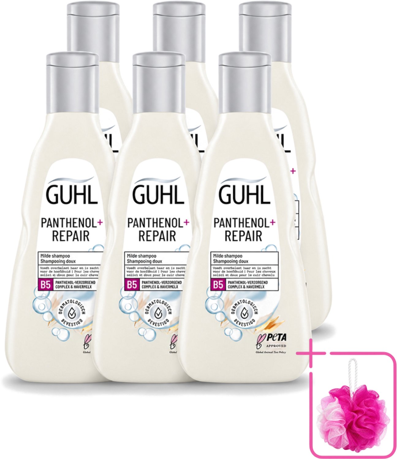 6 x Guhl – Shampoo – Panthenol+ Repair – 250 ml - Bulkverpakking - Hydratatie haar - Douchemop - Herstel shampoo