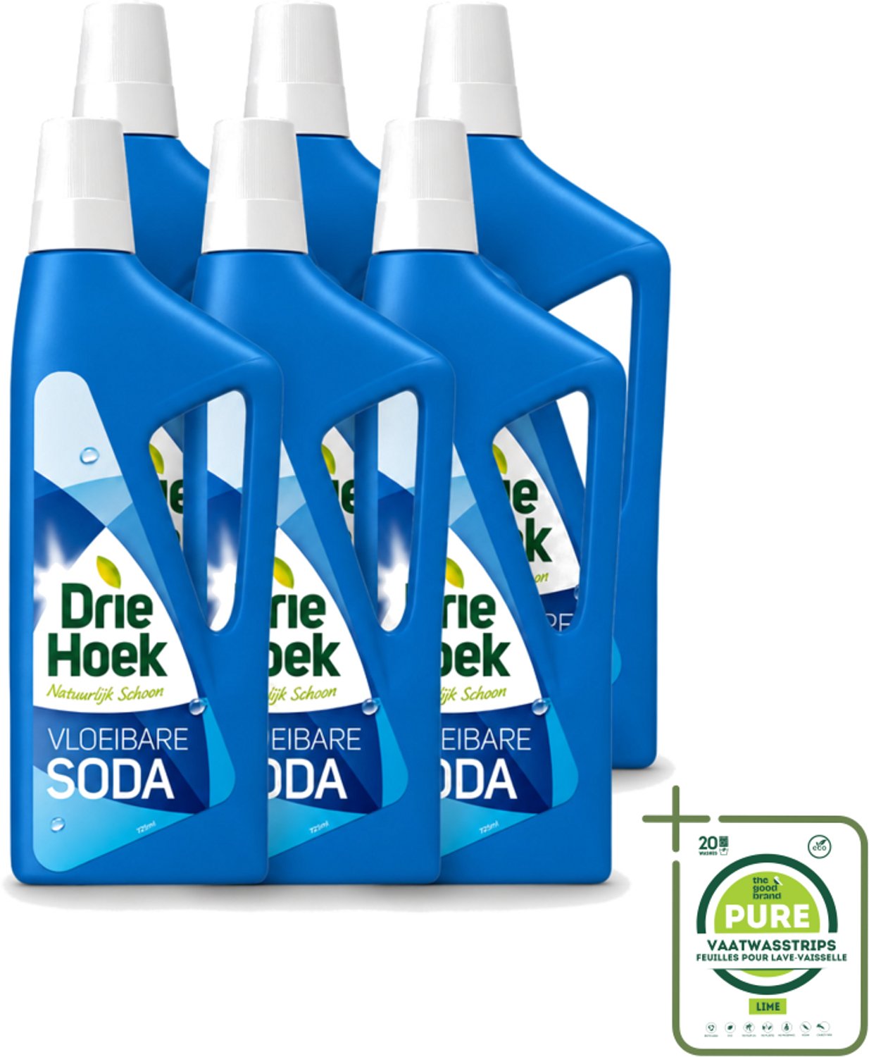 6 x Driehoek – Vloeibare Soda – 725 ml - Grootverpakking - Vaatwasstrips - Vloeibare Soda - Schoonmaakmiddel - Vlekken Verwijderen - Textiel Reinigen - Steen Reinigen