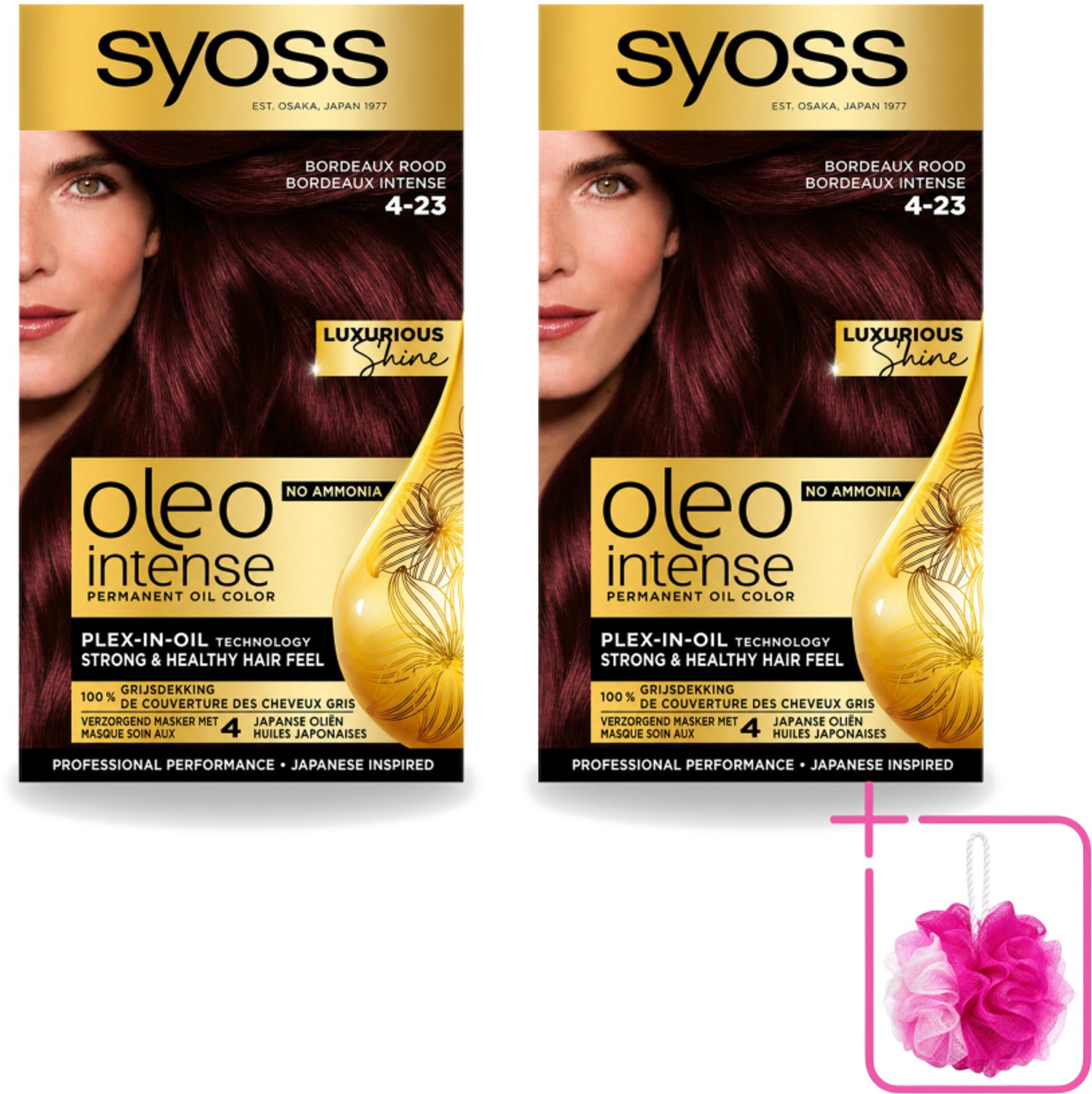 2 x SYOSS - Oleo Intense 4-23 - Haarverf - Permanente Haarkleuring - Bordeaux Rood - Langdurige Kleur - Bulkverpakking - Haarkleur - Douchemop - Bordeauxrood