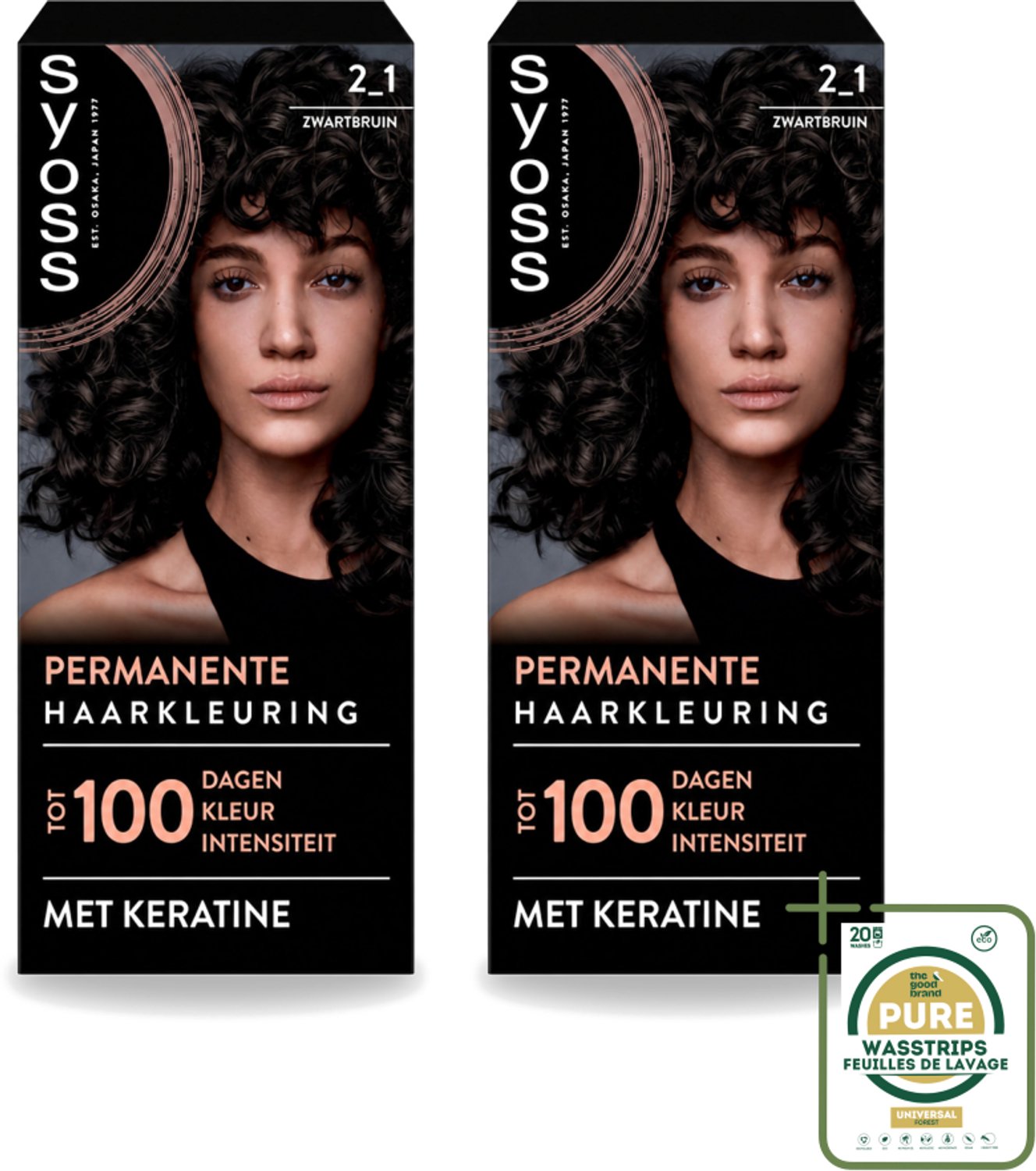 2 x SYOSS - Coloration 2-1 Zwartbruin - Haarverf - Grijsdekking - Vermindert Haarbreuk - Wasstrips - Haarverf - Permanente Haarkleuring - Grijsdekking - Keratine - Haarkleur