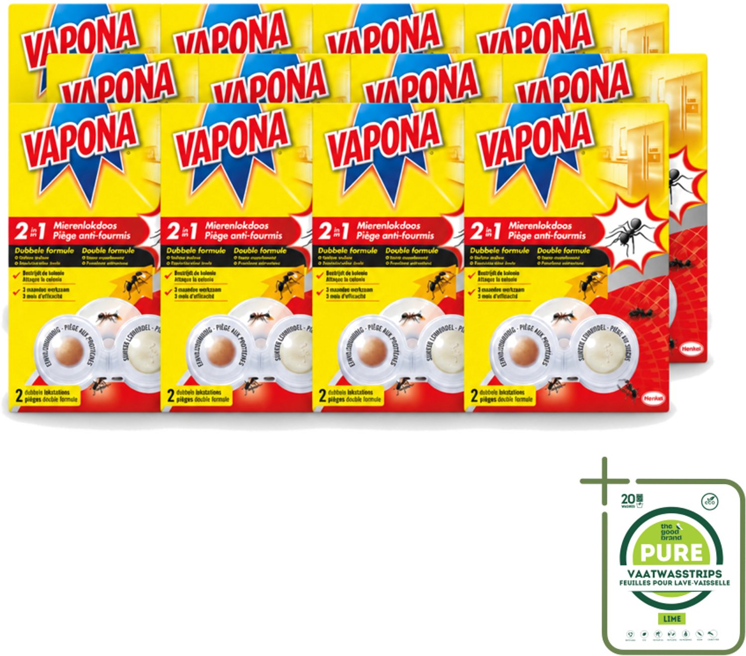 12 x Vapona – Mierenlokdoos – Dubbele Insectenval - Grootverpakking - Vaatwasstrips - Mierenbestrijding - Mierenlokdoos - Mierenbestrijding Binnen En Buiten - Mierenbestrijding Buiten - Mierenbestrijding In De Tuin
