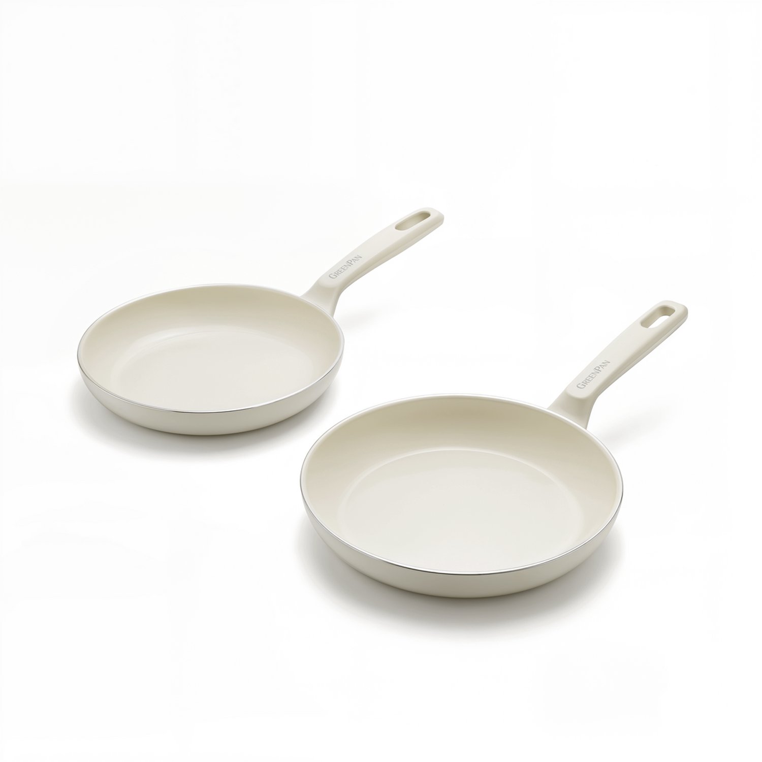GreenPan Memphis Koekenpannenset 2-delig - 24 cm + 28 cm - PFAS-vrije antiaanbaklaag - Pannenset inductie - Keramische pannen - Ovenbestendig tot 160°C - Stay-cool handgrepen - Crème