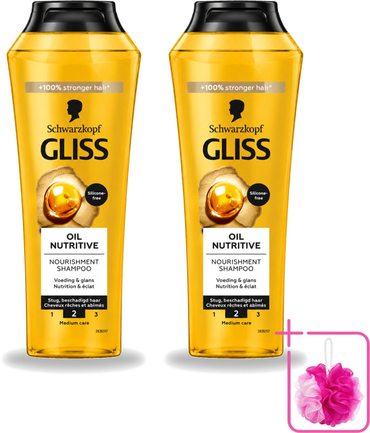 2 x Gliss - Shampoo - Oil Nutritive - Voor Voedend en Zijdezacht Haar - 250 ml - Bulkverpakking - Voedend haarverzorging - Douchemop - Lang haar