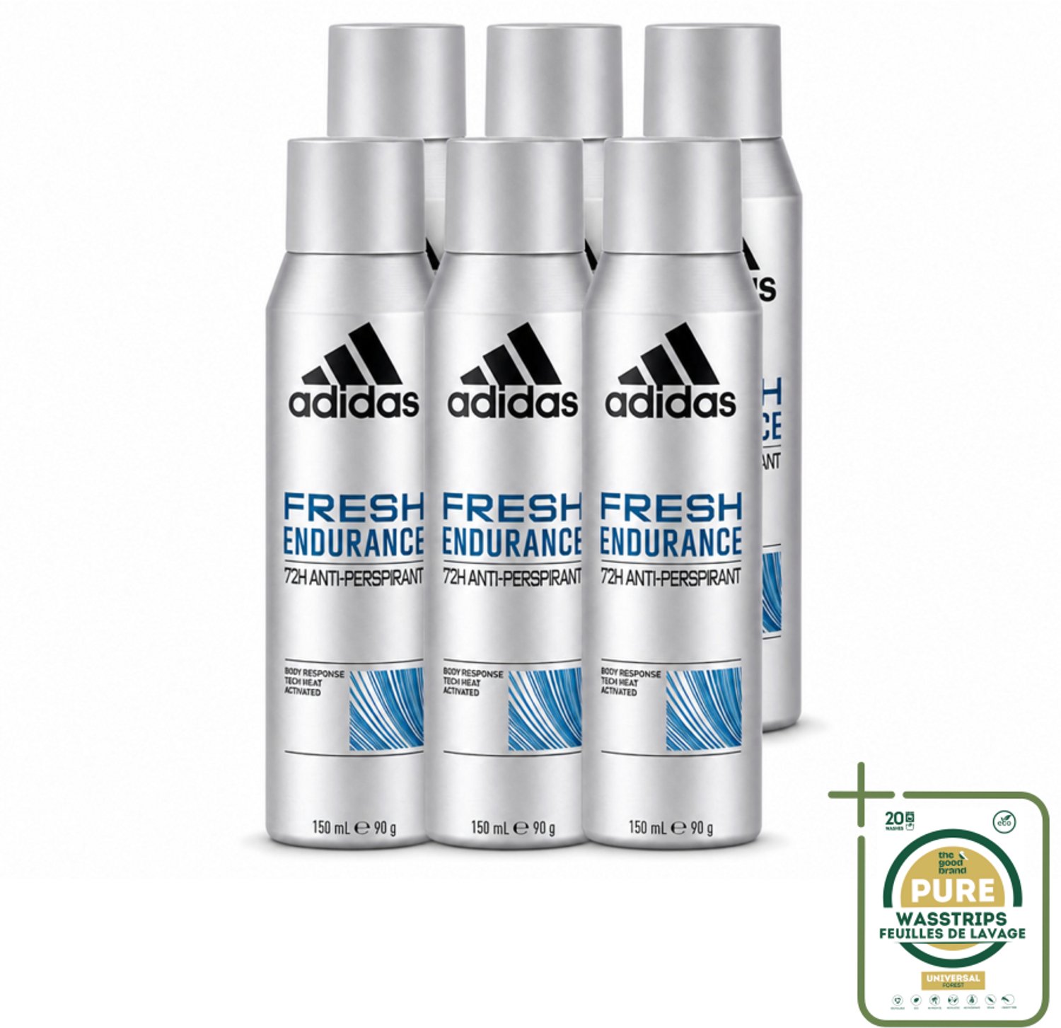 6 x Adidas – Deodorant Spray – Fresh Endurance – 150 ml - Anti-transpirant Spray - Frisse Geur - 72 Uur Bescherming - Zweetvermindering - Actieve Dagelijks Leven